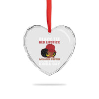 Funny African American Afro Queen Heart Crystal Glass Ornament Black Tee Red Lipstick Melanin Poppin Out Here Being Cute - Wonder Print Shop