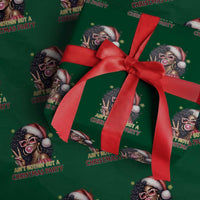 Funny African American Christmas Wrapping Paper Roll Ain't Nothin' But A Christmas Party Black Melanin Santa Girl - Wonder Print Shop
