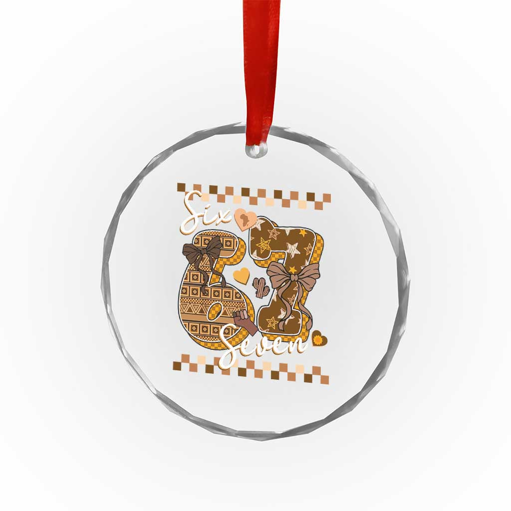 Funny African American Melanin Gift Crystal Glass Ornament Six Seven Meme