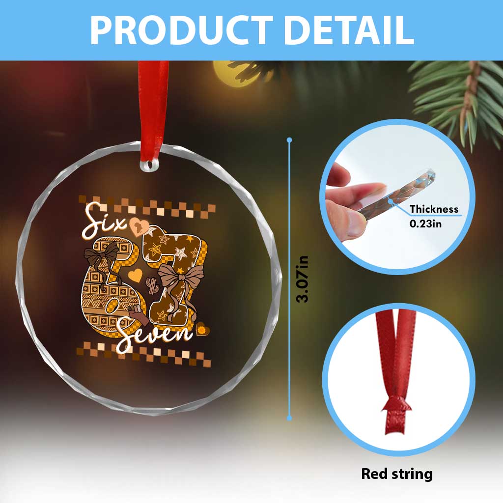 Funny African American Melanin Gift Crystal Glass Ornament Six Seven Meme