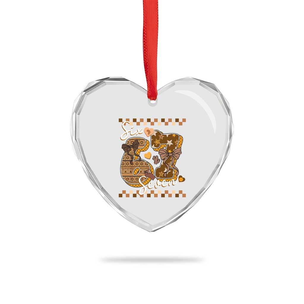 Funny African American Melanin Gift Heart Crystal Glass Ornament Six Seven Meme