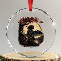 Funny African American Samurai Crystal Glass Ornament Japanese Art Black Warrior Sakura