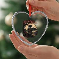 Funny African American Samurai Heart Crystal Glass Ornament Japanese Art Black Warrior Sakura