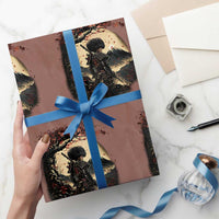 Funny African American Samurai Wrapping Paper Roll Japanese Art Black Warrior Sakura