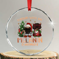 Funny African American Xmas Crystal Glass Ornament Hangin With My Melanin Gnomies Afro Gnomes TS11