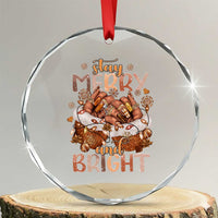 Funny African American Xmas Crystal Glass Ornament Stay Merry And Bright Black Melanin Girl TS11