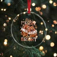 Funny African American Xmas Crystal Glass Ornament Stay Merry And Bright Black Melanin Girl TS11