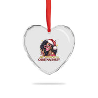 Funny African American Xmas Heart Crystal Glass Ornament Ain't Nothin' But A Xmas Party Black Melanin Santa Girl - Wonder Print Shop