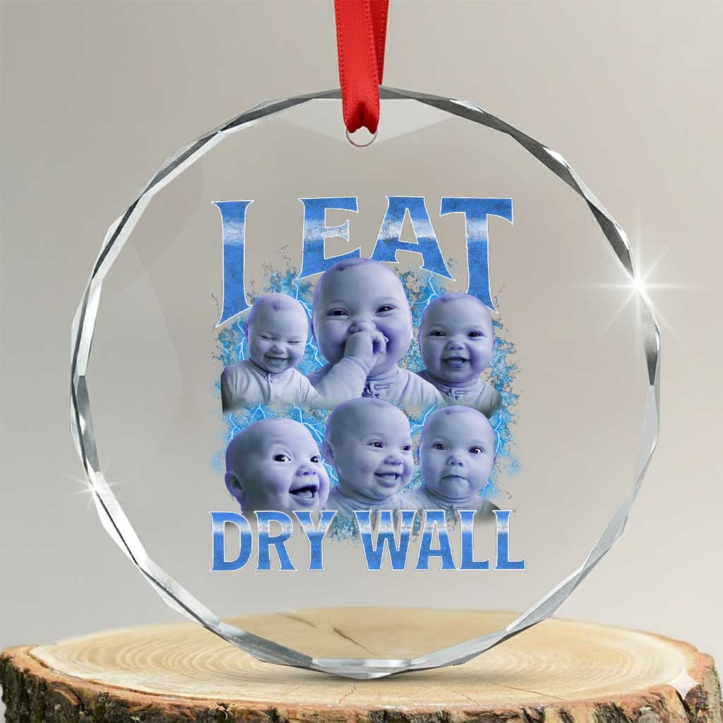Funny AI Baby Meme Laughing Crystal Glass Ornament I Eat Dry Wall Baby Brainrot - Wonder Print Shop