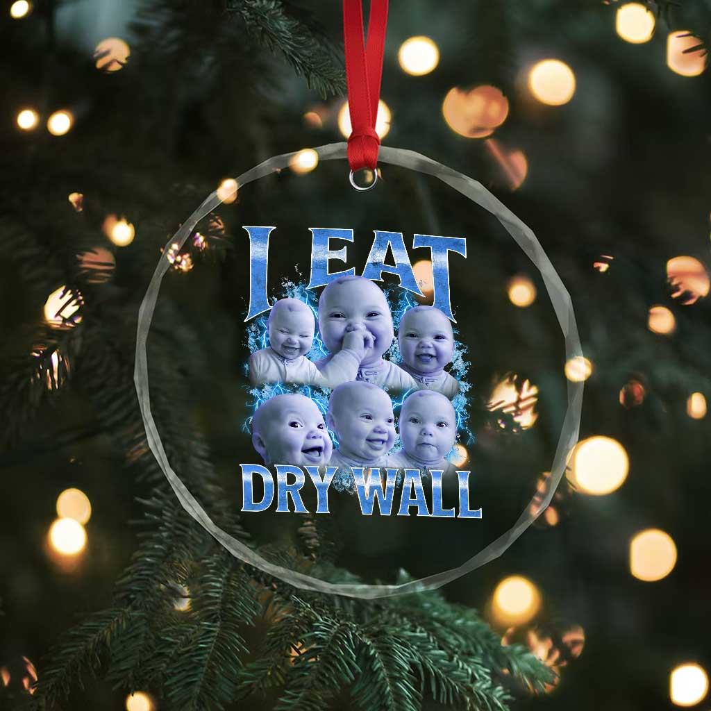 Funny AI Baby Meme Laughing Crystal Glass Ornament I Eat Dry Wall Baby Brainrot - Wonder Print Shop