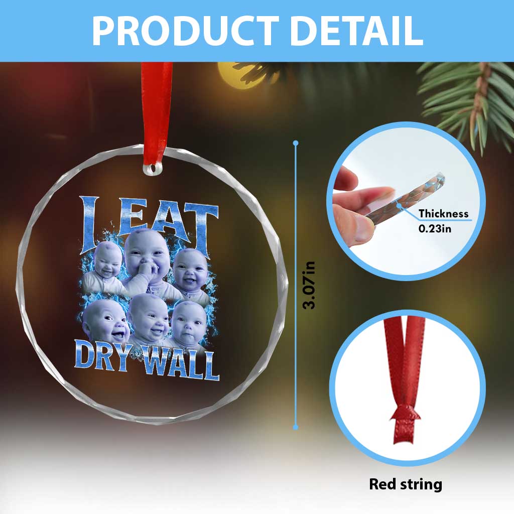 Funny AI Baby Meme Laughing Crystal Glass Ornament I Eat Dry Wall Baby Brainrot - Wonder Print Shop