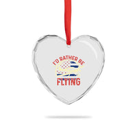 Funny Airplane Pilot Heart Crystal Glass Ornament I'd Rather Be Flying - Wonder Print Shop