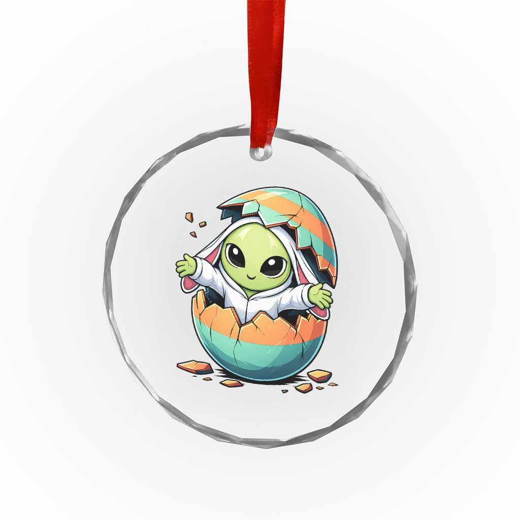 Funny Alien Bunny Ears Easter Crystal Glass Ornament Extraterrestrial Gift