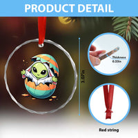 Funny Alien Bunny Ears Easter Crystal Glass Ornament Extraterrestrial Gift