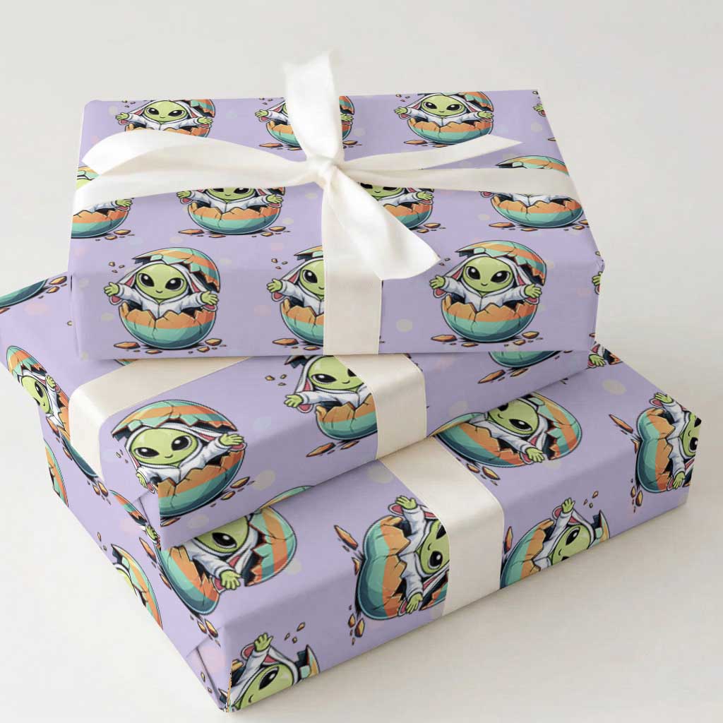 Funny Alien Bunny Ears Easter Wrapping Paper Roll Extraterrestrial Gift
