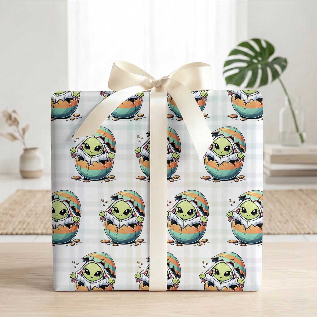 Funny Alien Bunny Ears Easter Wrapping Paper Roll Extraterrestrial Gift
