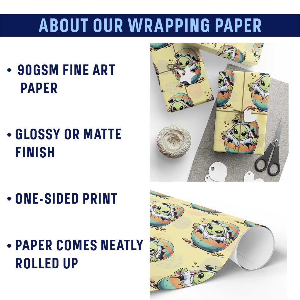 Funny Alien Bunny Ears Easter Wrapping Paper Roll Extraterrestrial Gift
