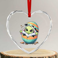 Funny Alien Bunny Ears Easter Heart Crystal Glass Ornament Extraterrestrial Gift