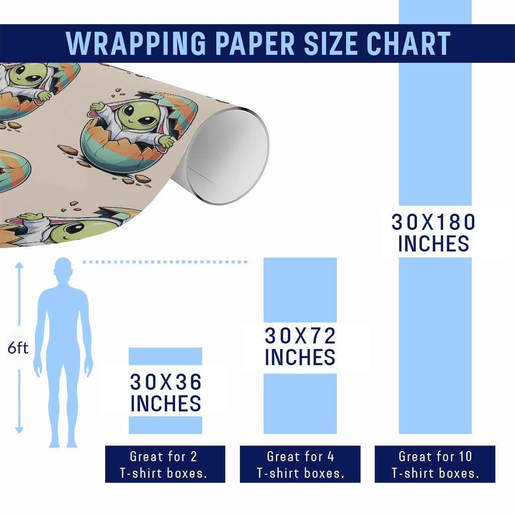 Funny Alien Bunny Ears Easter Wrapping Paper Roll Extraterrestrial Gift