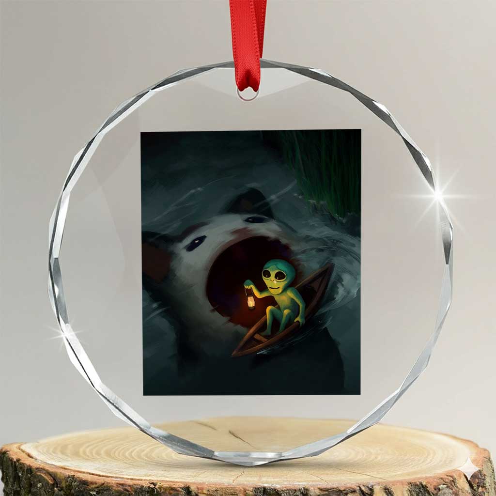 Funny Alien Cat Meme Crystal Glass Ornament Weird Silly - Wonder Print Shop