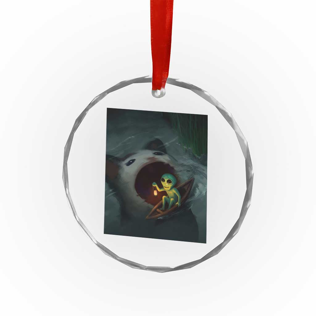 Funny Alien Cat Meme Crystal Glass Ornament Weird Silly - Wonder Print Shop
