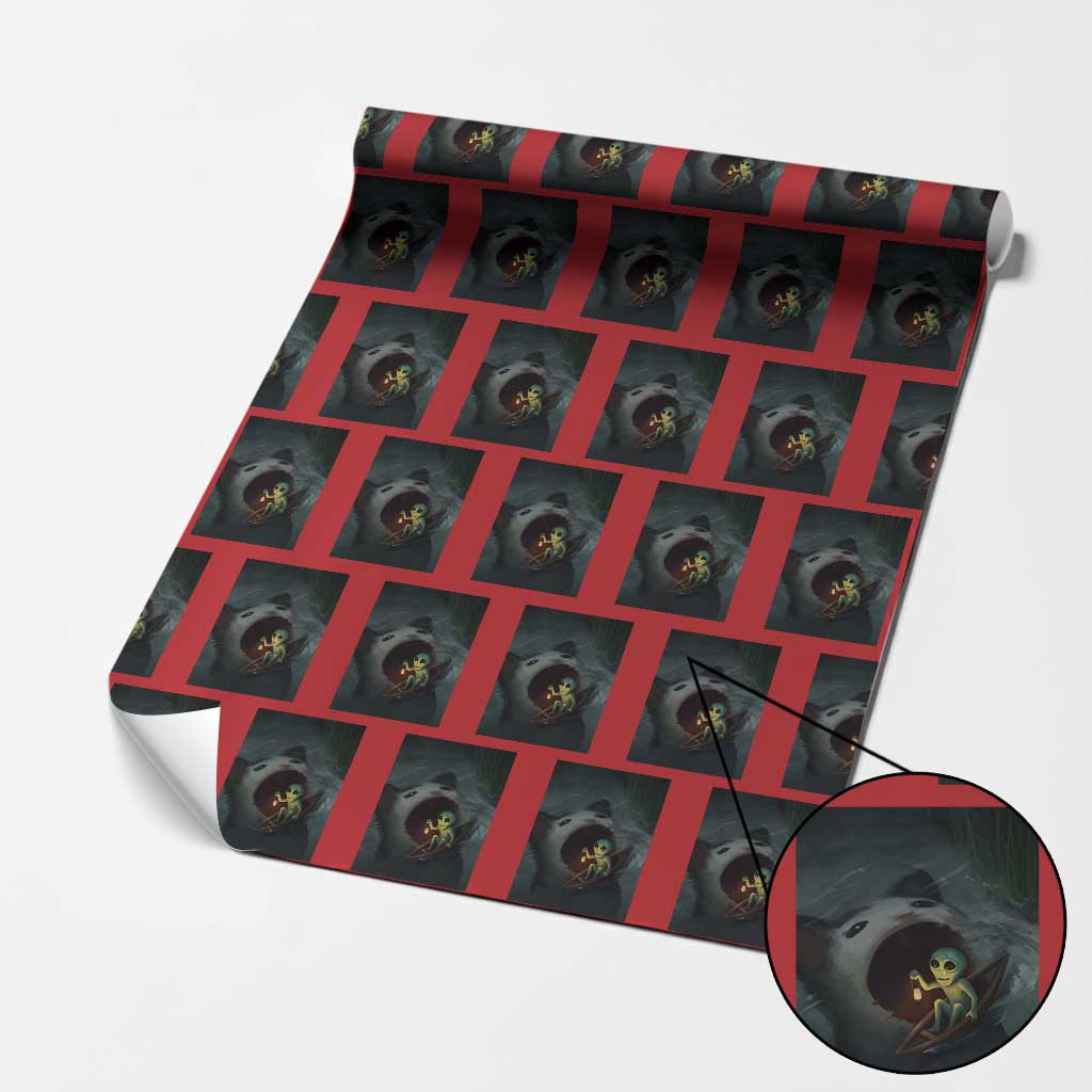 Funny Alien Cat Meme Wrapping Paper Roll Weird Silly - Wonder Print Shop