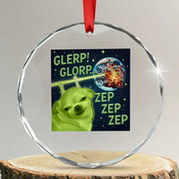 Funny Alien Dog Meme Crystal Glass Ornament Glorp Zep Sci-Fi Humor Chihuahua - Wonder Print Shop