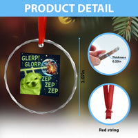 Funny Alien Dog Meme Crystal Glass Ornament Glorp Zep Sci-Fi Humor Chihuahua - Wonder Print Shop