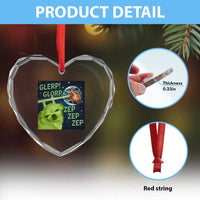 Funny Alien Dog Meme Heart Crystal Glass Ornament Glorp Zep Sci-Fi Humor Chihuahua - Wonder Print Shop