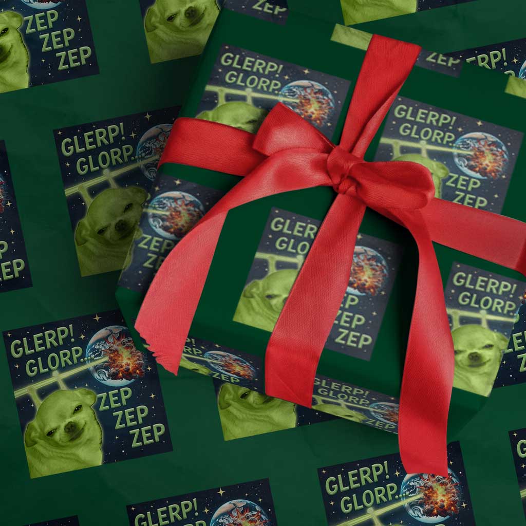 Funny Alien Dog Meme Wrapping Paper Roll Glorp Zep Sci-Fi Humor Chihuahua - Wonder Print Shop