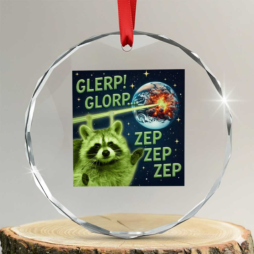Funny Alien Raccoon Meme Crystal Glass Ornament Glerp Glorp Brainrot Stupid Gift - Wonder Print Shop
