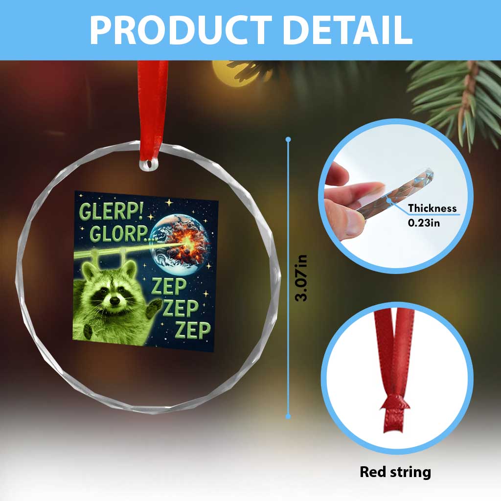 Funny Alien Raccoon Meme Crystal Glass Ornament Glerp Glorp Brainrot Stupid Gift - Wonder Print Shop