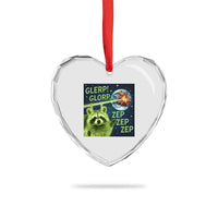 Funny Alien Raccoon Meme Heart Crystal Glass Ornament Glerp Glorp Brainrot Stupid Gift - Wonder Print Shop
