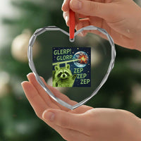 Funny Alien Raccoon Meme Heart Crystal Glass Ornament Glerp Glorp Brainrot Stupid Gift - Wonder Print Shop