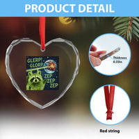 Funny Alien Raccoon Meme Heart Crystal Glass Ornament Glerp Glorp Brainrot Stupid Gift - Wonder Print Shop