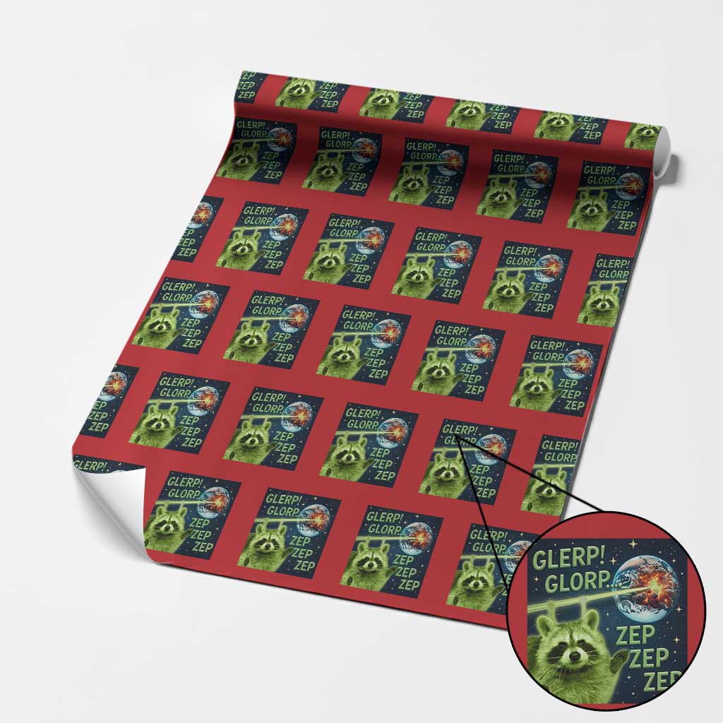 Funny Alien Raccoon Meme Wrapping Paper Roll Glerp Glorp Brainrot Stupid Gift - Wonder Print Shop