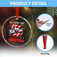 Funny All I Want For Xmas Is Money Crystal Glass Ornament Candy Cane Lips TS11