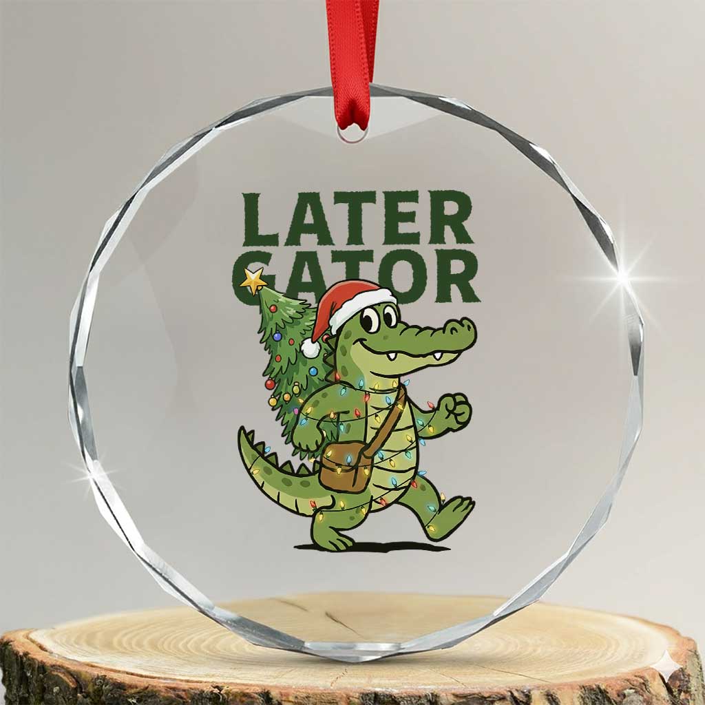 Funny Alligator Christmas Crystal Glass Ornament Lator Gator - Wonder Print Shop