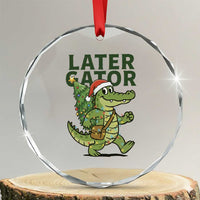 Funny Alligator Christmas Crystal Glass Ornament Lator Gator - Wonder Print Shop