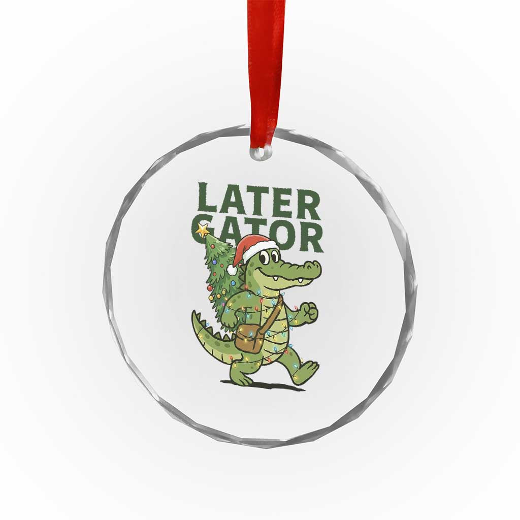 Funny Alligator Christmas Crystal Glass Ornament Lator Gator - Wonder Print Shop