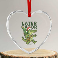 Funny Alligator Christmas Heart Crystal Glass Ornament Lator Gator - Wonder Print Shop