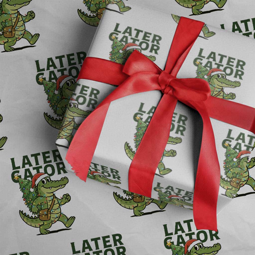 Funny Alligator Christmas Wrapping Paper Roll Lator Gator - Wonder Print Shop