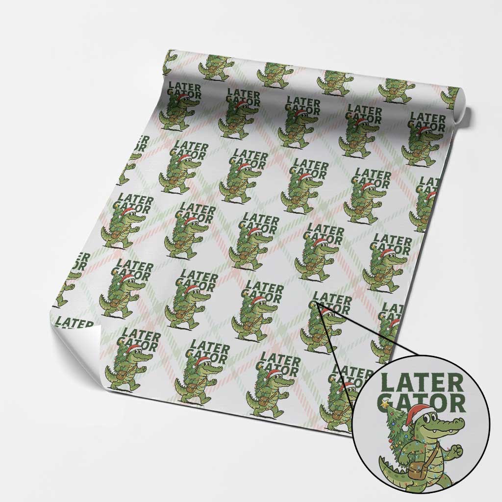Funny Alligator Christmas Wrapping Paper Roll Lator Gator - Wonder Print Shop