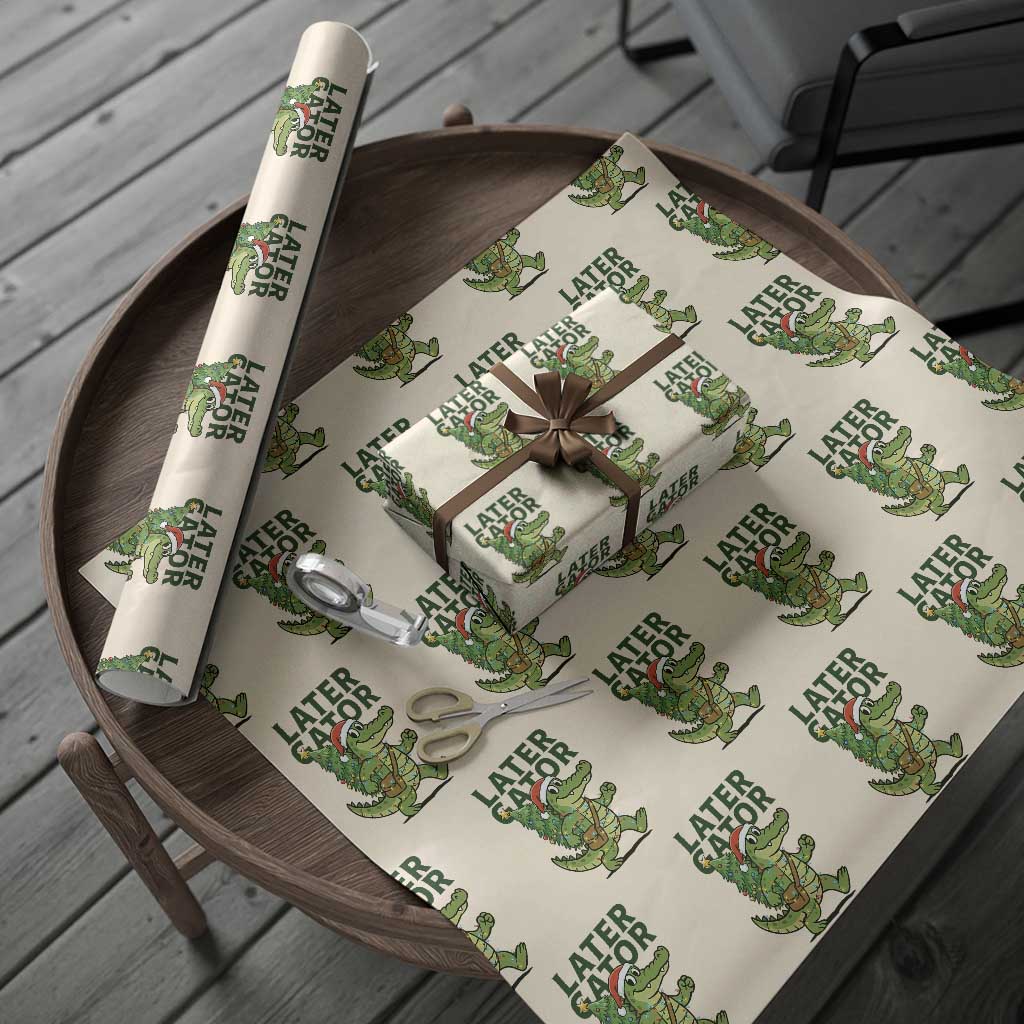 Funny Alligator Christmas Wrapping Paper Roll Lator Gator - Wonder Print Shop