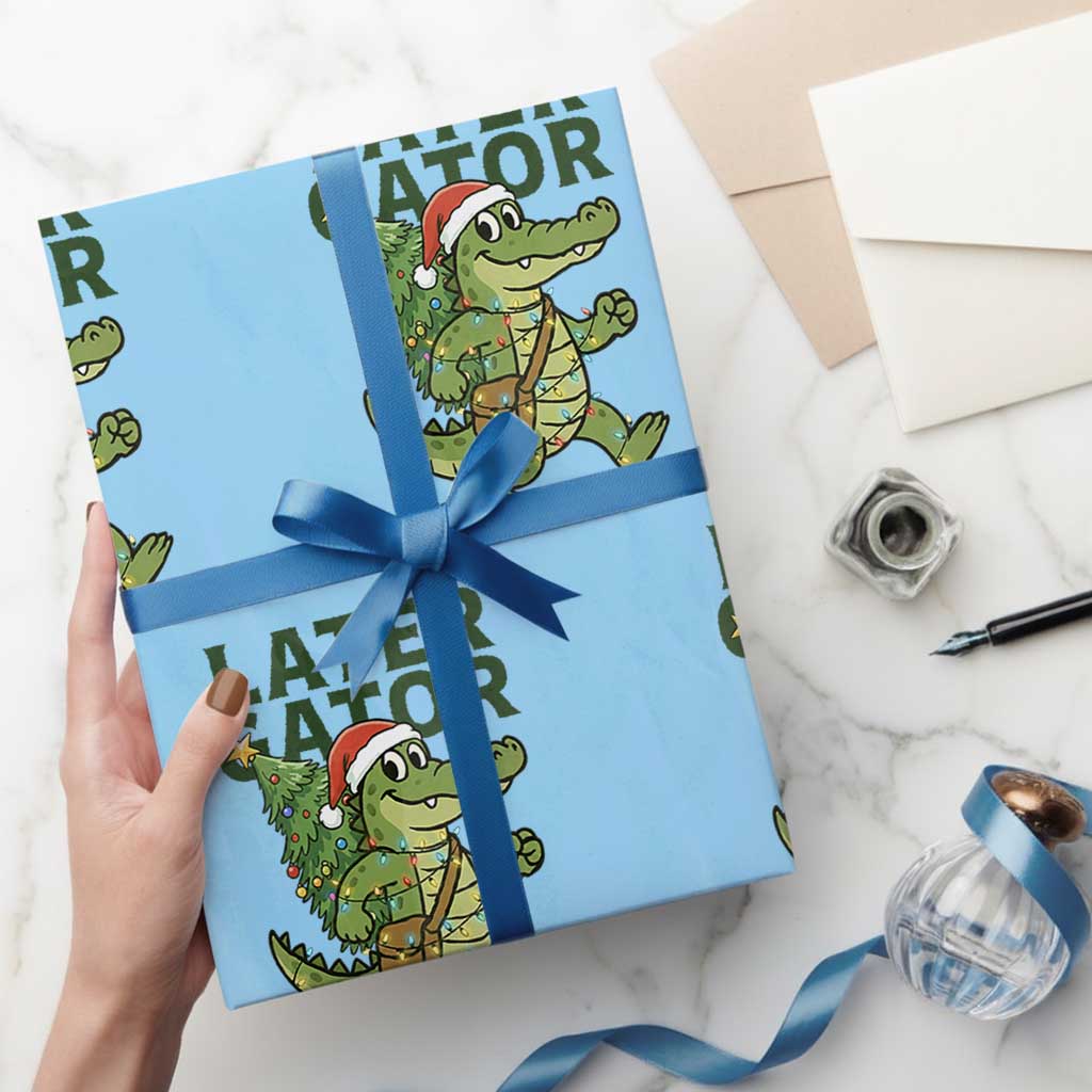 Funny Alligator Christmas Wrapping Paper Roll Lator Gator - Wonder Print Shop