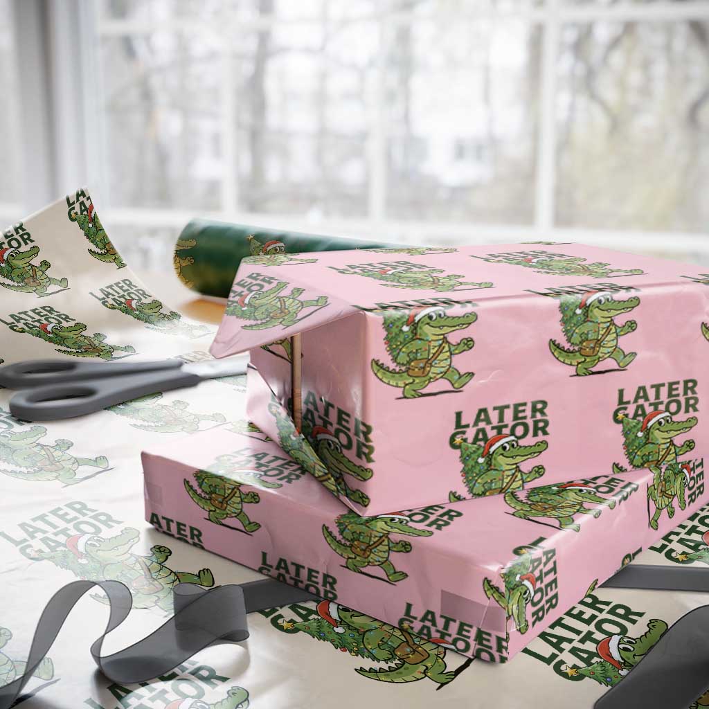 Funny Alligator Christmas Wrapping Paper Roll Lator Gator - Wonder Print Shop