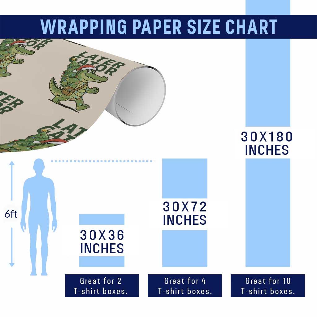 Funny Alligator Christmas Wrapping Paper Roll Lator Gator - Wonder Print Shop