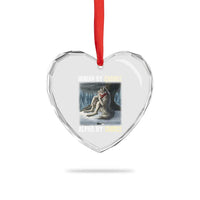 Funny Alpha Wolf Christmas Meme Heart Crystal Glass Ornament Human By Chance Alpha By Choice - Wonder Print Shop