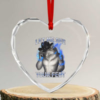 Funny Alpha Wolf Ironic Meme Heart Crystal Glass Ornament Let Me See Your Feet