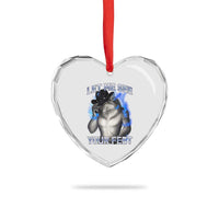Funny Alpha Wolf Ironic Meme Heart Crystal Glass Ornament Let Me See Your Feet